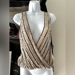 Women Sequin Sleeveless Tank Tops Summer  Blouse Top Loose Elegant Color